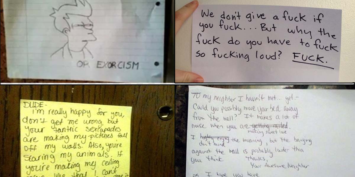 15 Funniest Notes ever left for Neighbors Having Sex very Loud