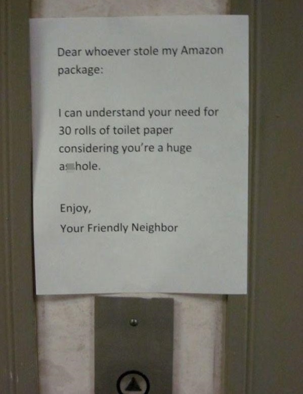 When Neighbors Steal Toilet Papers-15 Aggressive Notes Left For Stupid Neighbors