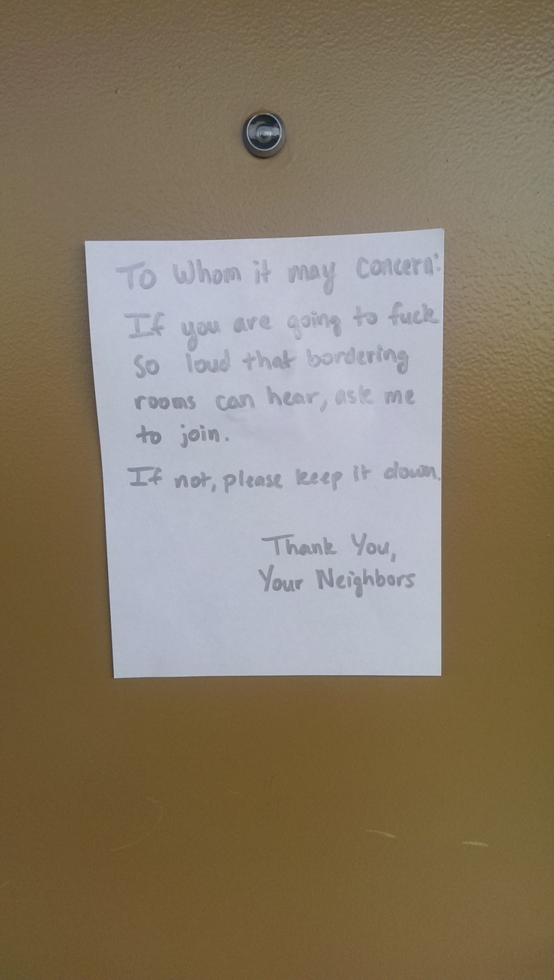 15 Funniest Notes Ever Left For Neighbors Having Sex Very Loud 2769