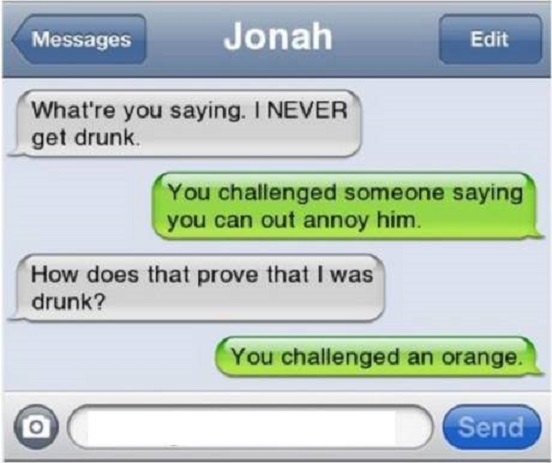 Challenged an Orange-15 Funniest 'The Morning After Hangover' Texts 