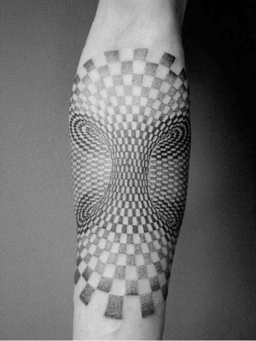 Checkered Tornado-24 Most Amazing Illusion Tattoos