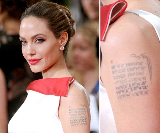 Geo-Cordinates-Angelina Jolie And Her Tattoos