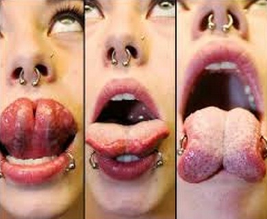 Difficult-Bizarre Tongue And Tooth Piercings