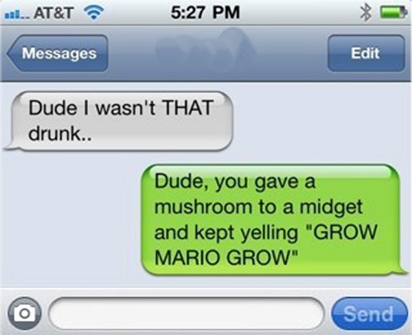 We Hope the Midget Wasn't Hurt-15 Funniest 'The Morning After Hangover' Texts 