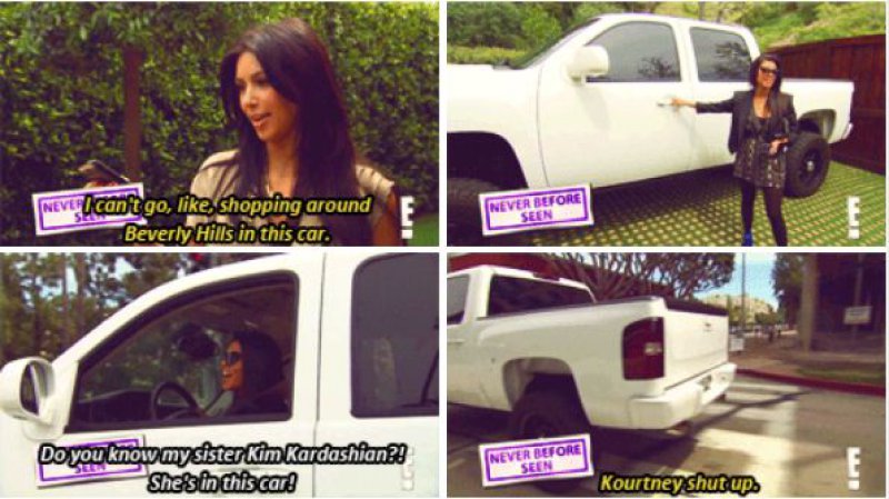 When Kim and Kourtney Drove a Huge White Pickup Truck-15 Images That Show Kourtney Kardashian Is A Completely Hilarious Bitch