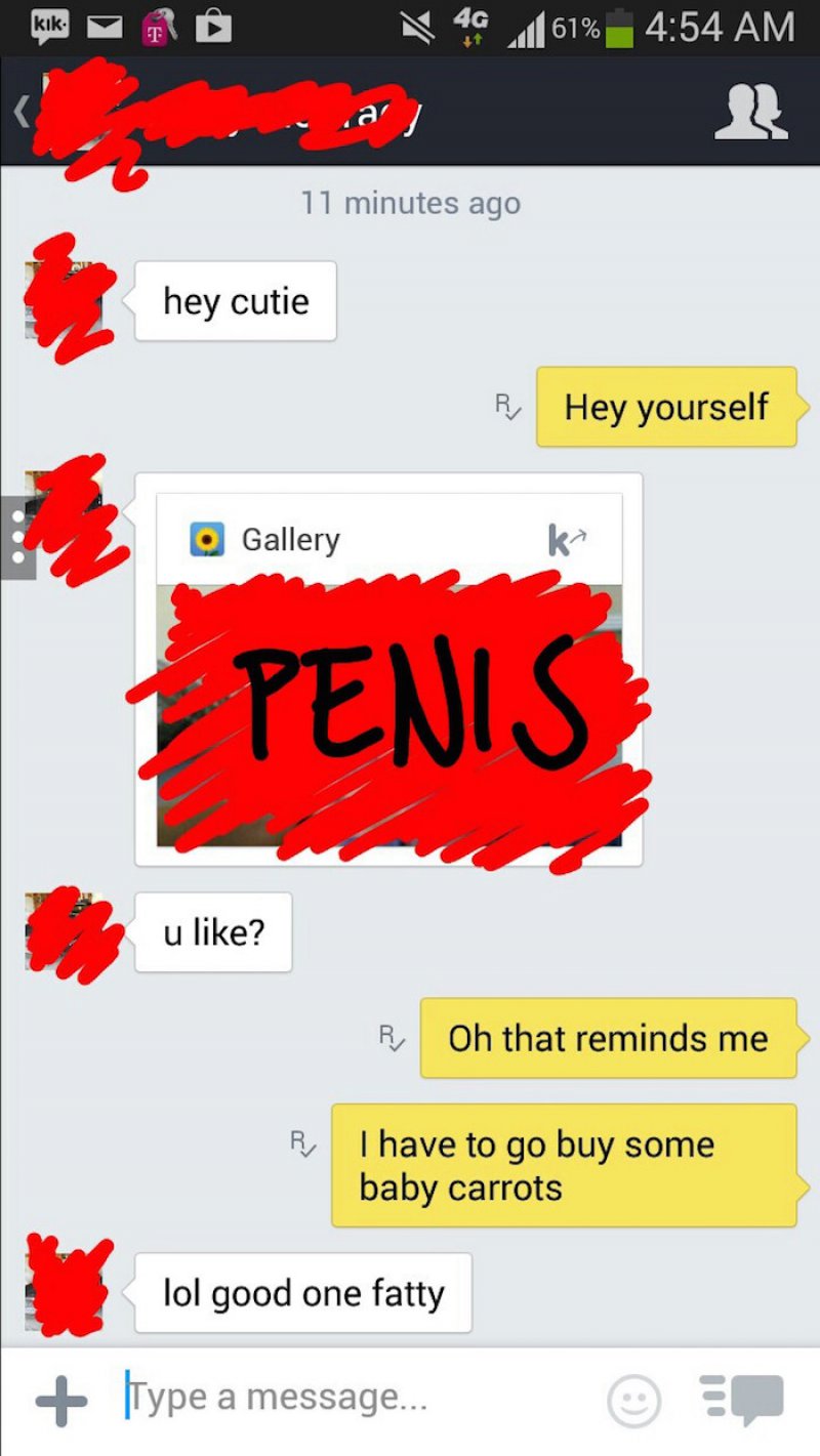Baby Carrots!!!-15 Hilarious Comebacks To Unwanted Dick Pics