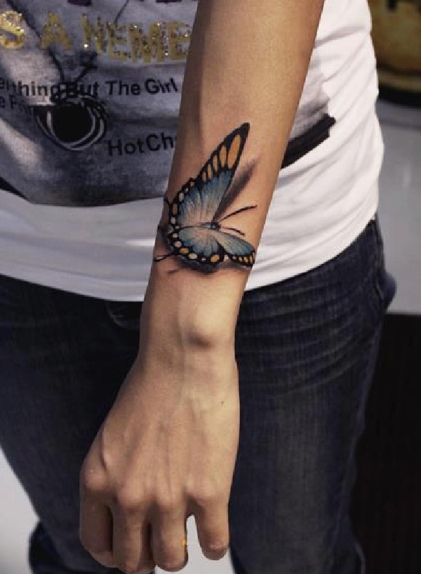 Butterfly-Amazing 3D Wrist Tattoos