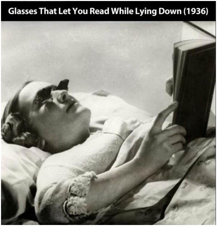 Glasses That Allow You to Read While Lying Down-Strangest Historical Inventions