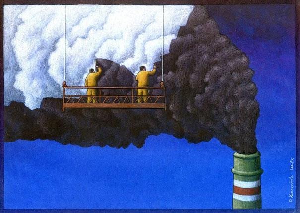 Hiding the pollution-Thought-Provoking Satirical Illustrations By Pawel Kuczynski