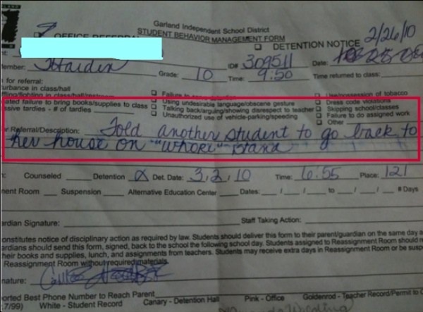 A cutting remark-12 Funniest Detention Slips Ever