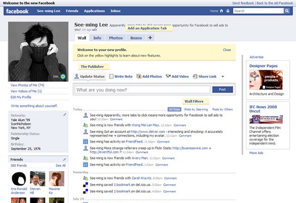 2008-12 Pictures That Show Facebook Design Changes Over The Years