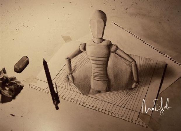Wooden man-Amazing 3d Paper Drawings