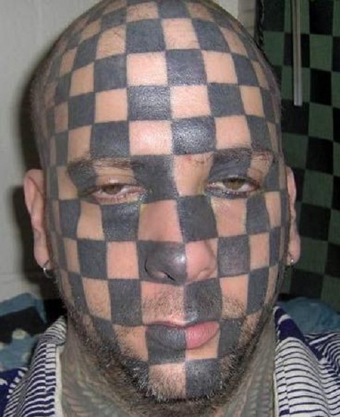 Chess face-Ugliest Face Tattoos