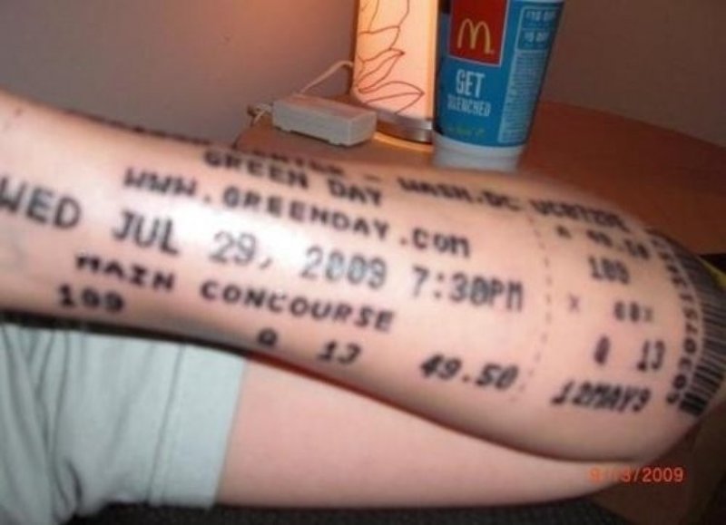 Greenday Ticket-15 Most Inappropriate Tattoos Ever 