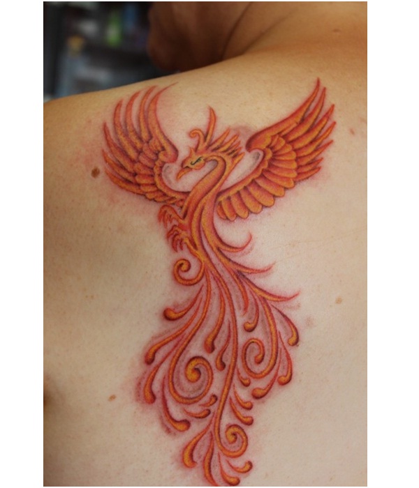 Orange explosion-Amazing Looking Phoenix Tattoos