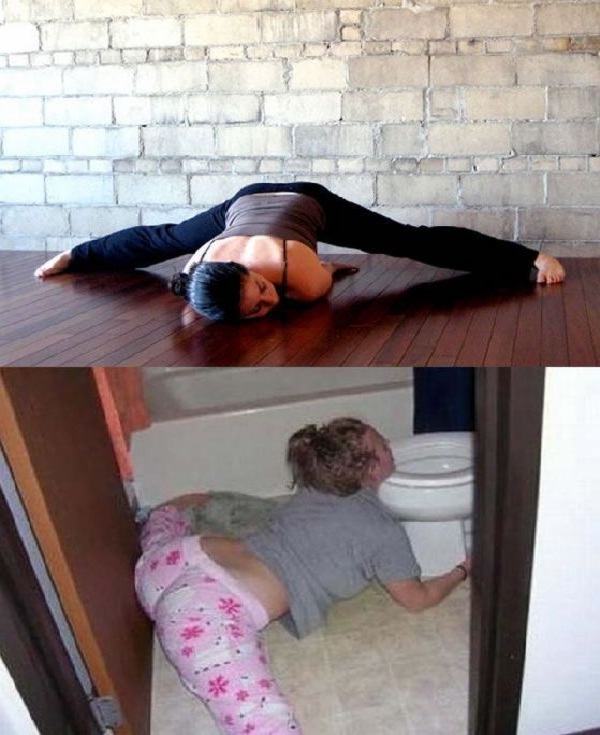 Leg spread-Yoga Vs. Drunk Poses