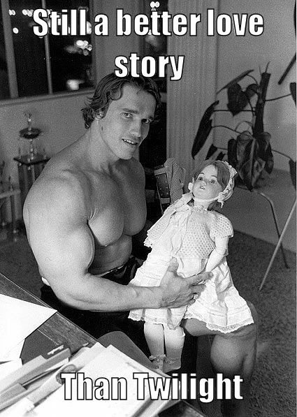 Arnie and a doll-