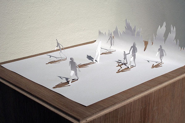 Fire!-Papercut Sculptures From Single Sheet Of A4