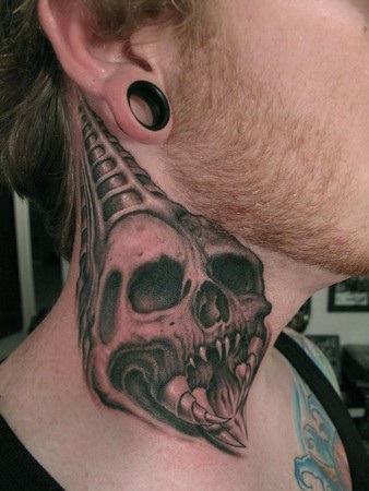 The skull from nowhere-Insane Neck Tattoos