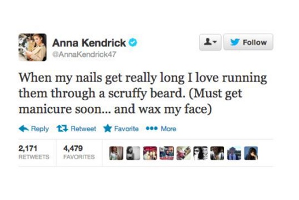 Anna Kendrick's Hidden Beard Tweet-Funniest Celebrity Tweets