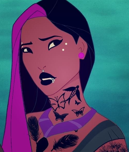 Pocahontas-Disney Characters In Punk Look