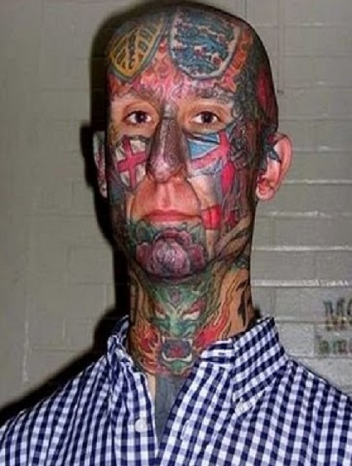 Flag face tat-Ugliest Face Tattoos