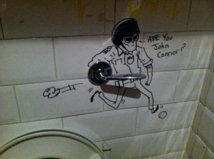 Are You John Connor?-15 Hilarious Toilet Graffiti Images Ever
