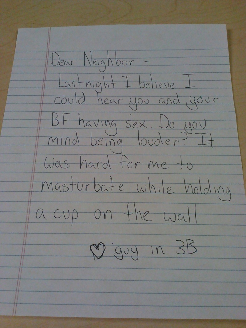 This Note is Weird But Funny-15 Funniest Notes Ever Left For Neighbors Having Sex Very Loud