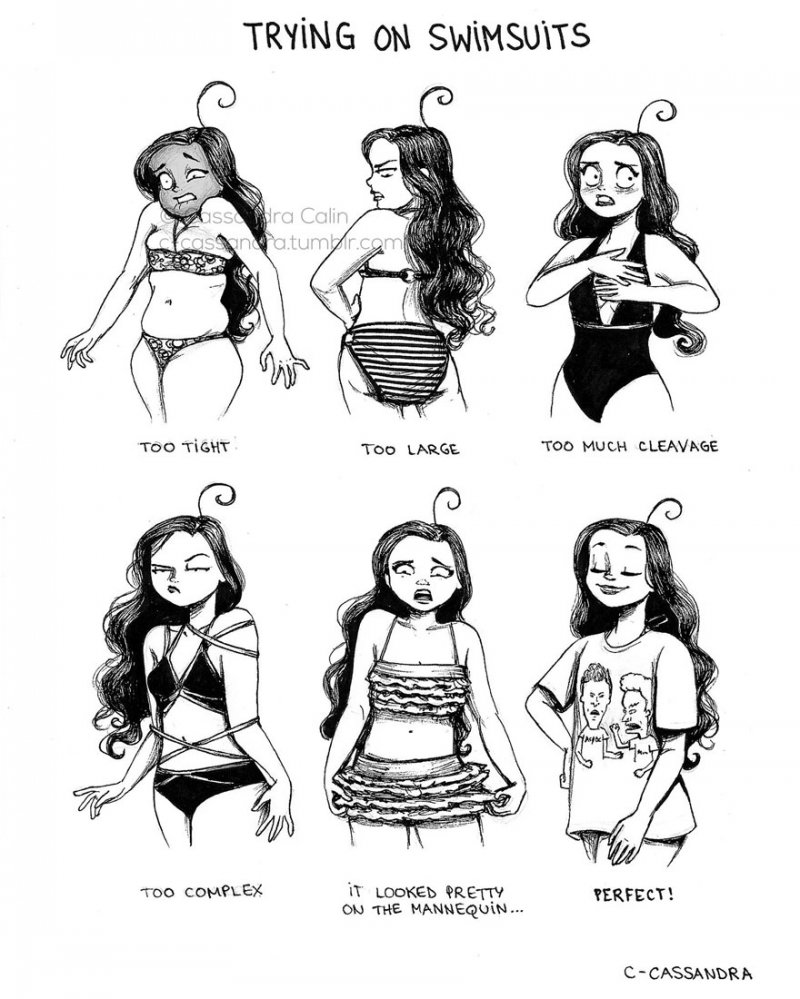 Finding the Perfect Swimsuit-15 Comics That Perfectly Illustrate Everyday Struggles Of A Woman