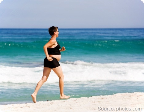 A beach run?-Pregnant Women Taking Fitness Too Seriously