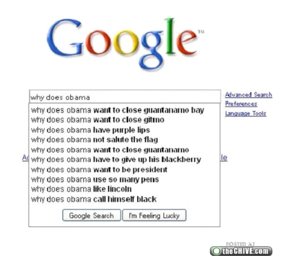 Why Does Obama ...-Hilarious Google Search Suggestions
