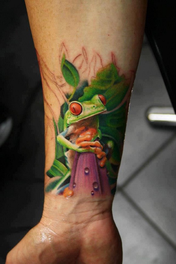3d frog-Amazing 3D Wrist Tattoos