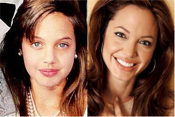Angelina Jolie-Adult Photos Vs. Childhood Photos