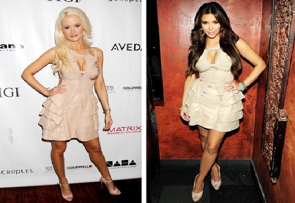 Holly Madison or Kim Kardashian-Celebrities Who Wore The Same Dress At The Same Time Unknowingly