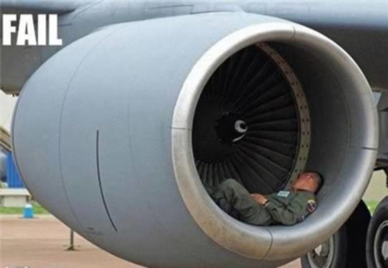 Airman Taking a Nap Inside Aircraft's Turbine -15 People Who Were Caught Taking A Quick Nap At Work
