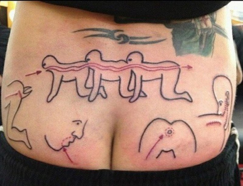Human Centipede Tattoo-15 Tramp Stamps That Will Make You Feel Disgusted
