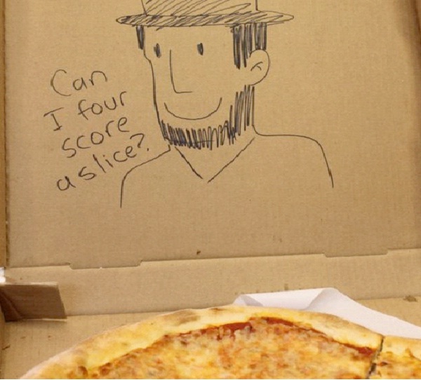 Abraham Lincoln Love Pizza-Funny "Special Request" Pizza Box Drawings