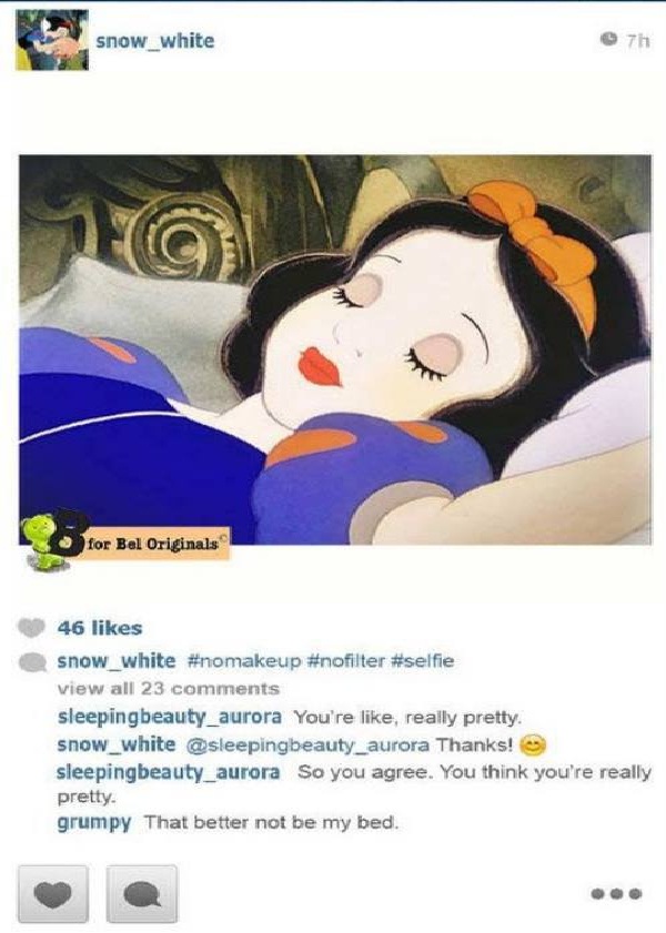 The cartoon selfie-If Disney Princesses Had Instagram