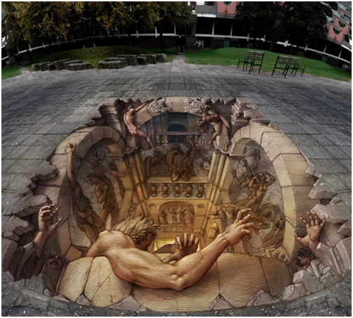 Escape and Hold On-Amazing 3D Street Art