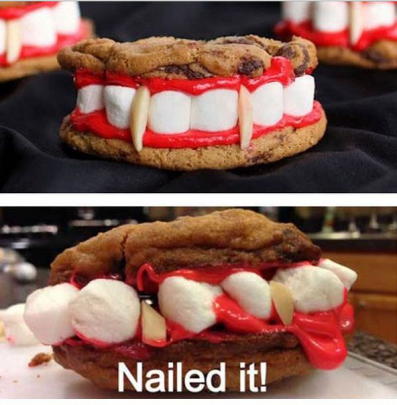 Vampire Teeth Cookies-15 Funniest Halloween Recipe Fails