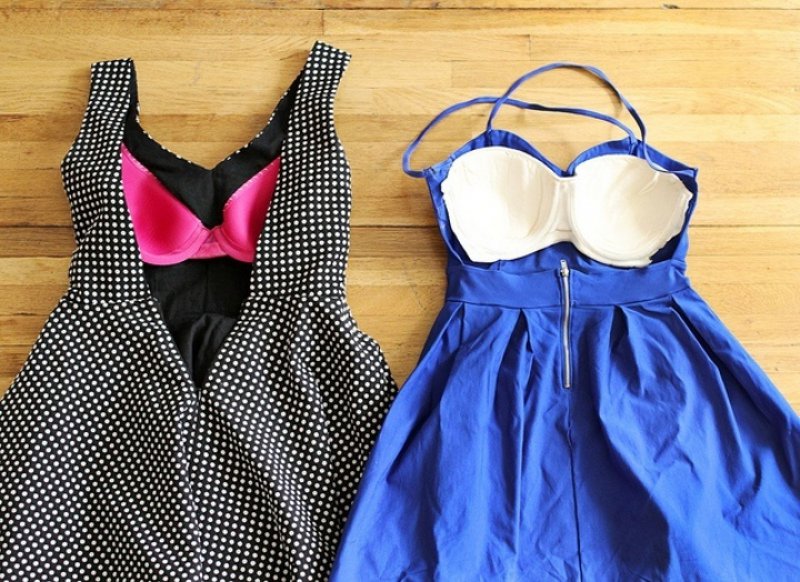 Sew Bra Cups into the Inside Part of a Backless Dress for Support-12 Bra Hacks You Probably Don't Know