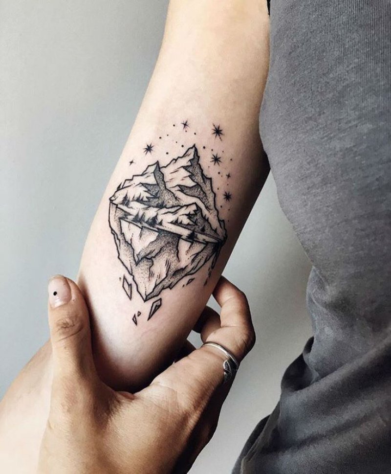 A Mountain With Its Base Visible-12 Impressive And Inspiring Mountain Tattoos