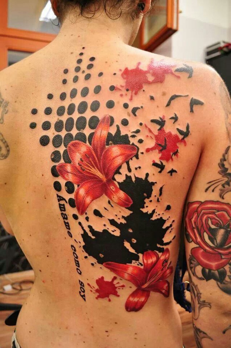 Another Trash Polka Tattoo On Back And Hands-12 Trash Polka Tattoos You Need To See If You Are Planning To Get One