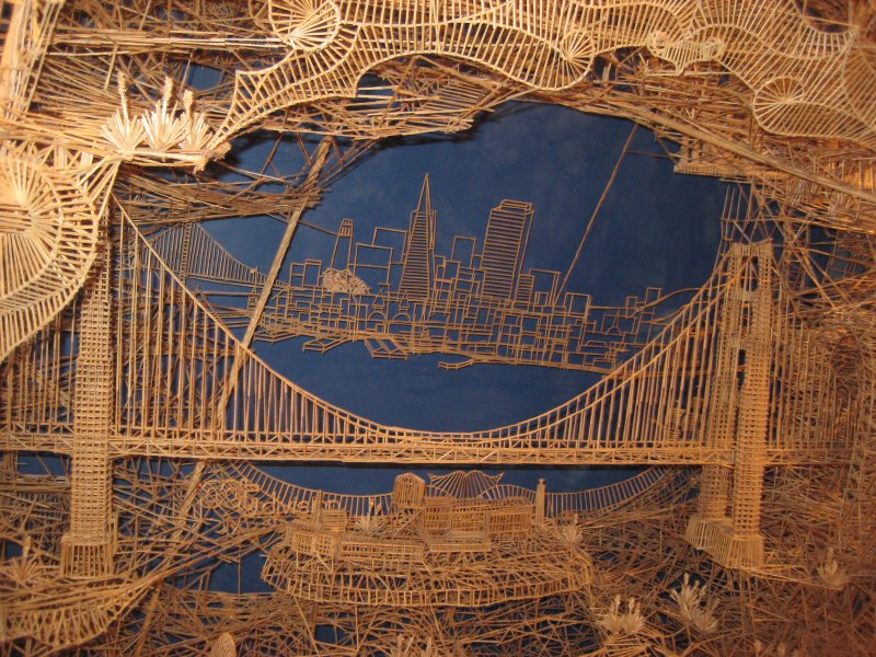 Brooklyn Bridge-12 Creative Toothpick Art Models Ever Made