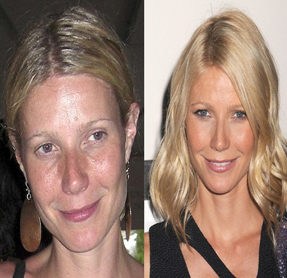 Gwyneth Paltrow-15 Celebrities With And Without Makeup