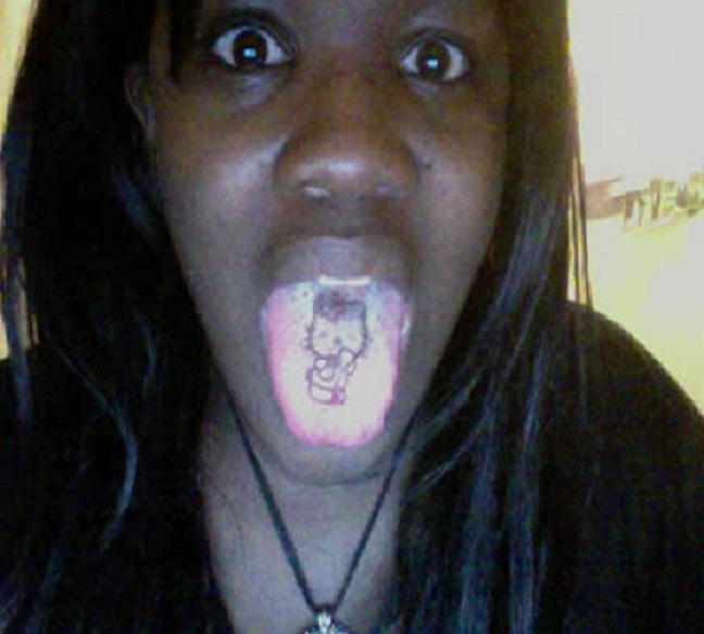 Hello Kitty tongue tat-Weirdest Tongue Tattoos