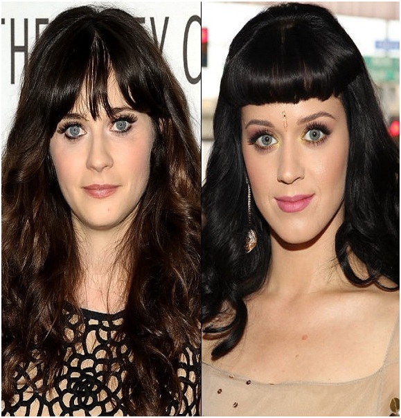 Katy Perry & Zooey Deschanel-15 Surprising Celebrity Lookalikes That You Haven't Noticed 