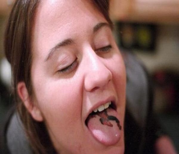 Spiderman tongue tats-Weirdest Tongue Tattoos