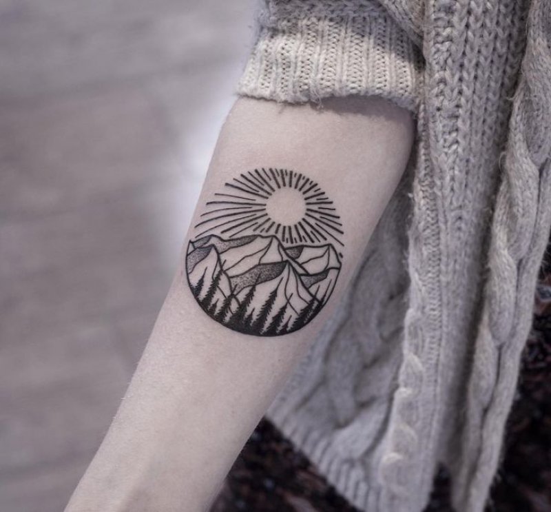 Sun And Mountains This Time-12 Impressive And Inspiring Mountain Tattoos