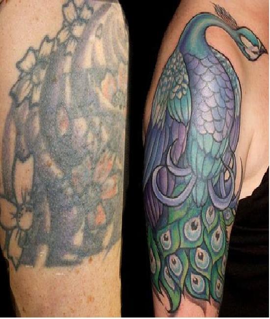 Dodgy peacock-15 Best Tattoo Cover Ups Ever